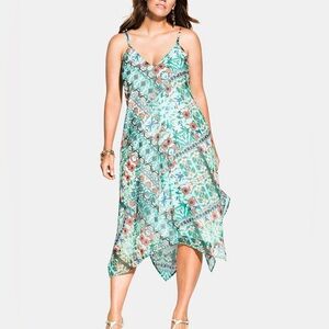 City Chic - Trendy Airy Palermo Handkerchief-Hem Dress - Size 14